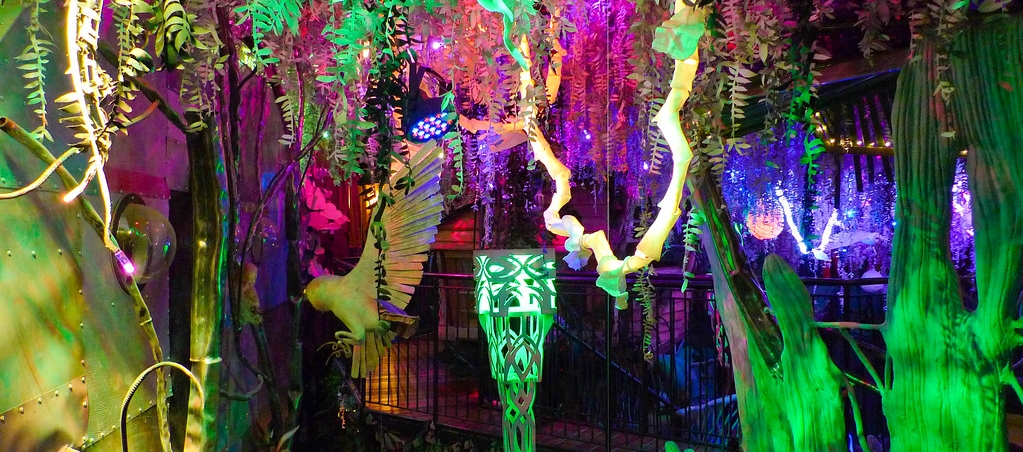 neon lighting in a dark room